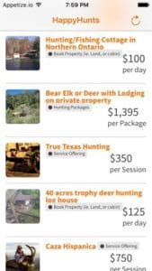 Get all the details and pricing of hunting trips with ease using HappyHunts App