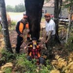 Photo from our October 4th. 2018 Neil’s Harbour Cape Breton Moose Hunting Trip. Pictured is Kris Kirk, Ryan Garrison, Brandon Ryan and Baby Jaxson. The Moose was shot by Kris Kirk with a Browning 300 Magnum.