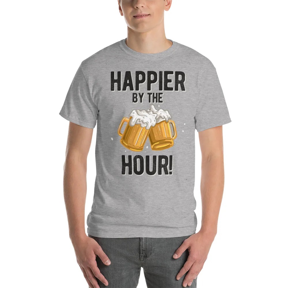 Happy Hour Beer Drinking Tee Shirt for Men and Women