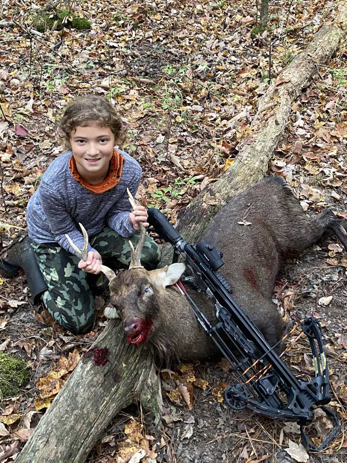 Youth Hunter Jenna Hoffman - Maryland State Sika Deer Shot with Crossbow - Hunting Magazine Photos