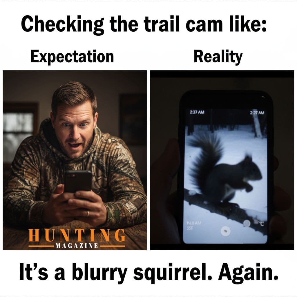 Trail Cam Reality The Blurry Squirrel Expectation Hunting Meme Hunting Magazine