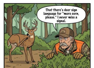 Ol’ Rutgers Reads Deer Sign Language | Hunting Cartoon ol rutgers deer sign language comic